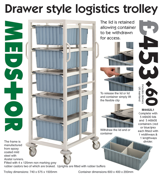MEDSTOR Drawer Style Logistics trolley &pound;453.60